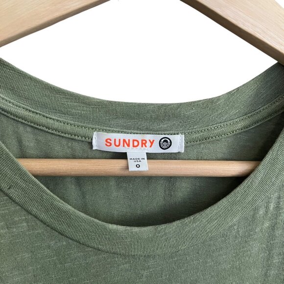 Sundry Flutter Sleeve Cotton Midi Dress Green Size 0 Boho Minimalist Spring - Picture 3 of 7